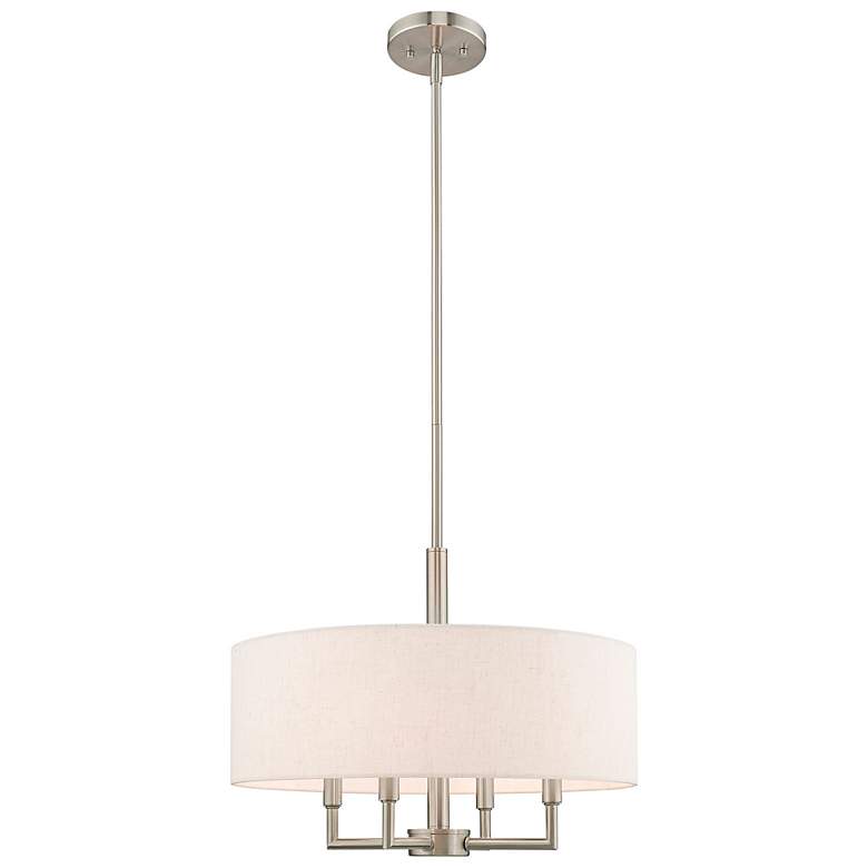 Image 2 Meridian 18" Wide Brushed Nickel 4-Light Drum Chandelier