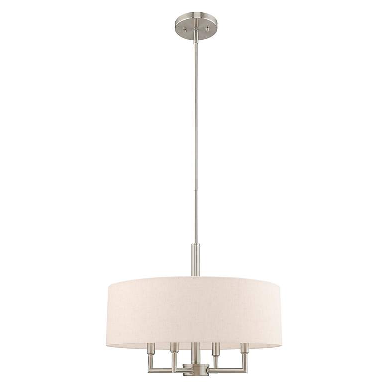 Image 4 Meridian 18" Wide Brushed Nickel 4-Light Drum Chandelier more views