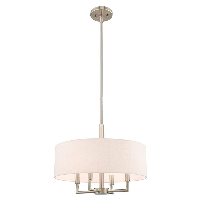 Image 6 Meridian 18" Wide Brushed Nickel 4-Light Drum Chandelier more views