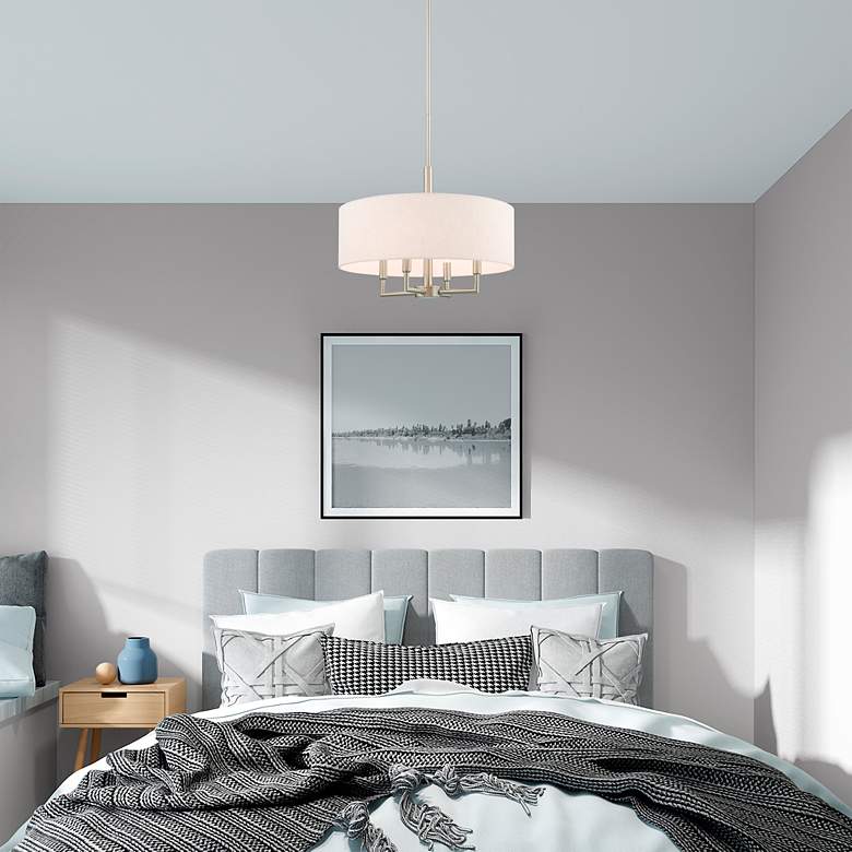 Image 7 Meridian 18" Wide Brushed Nickel 4-Light Drum Chandelier more views