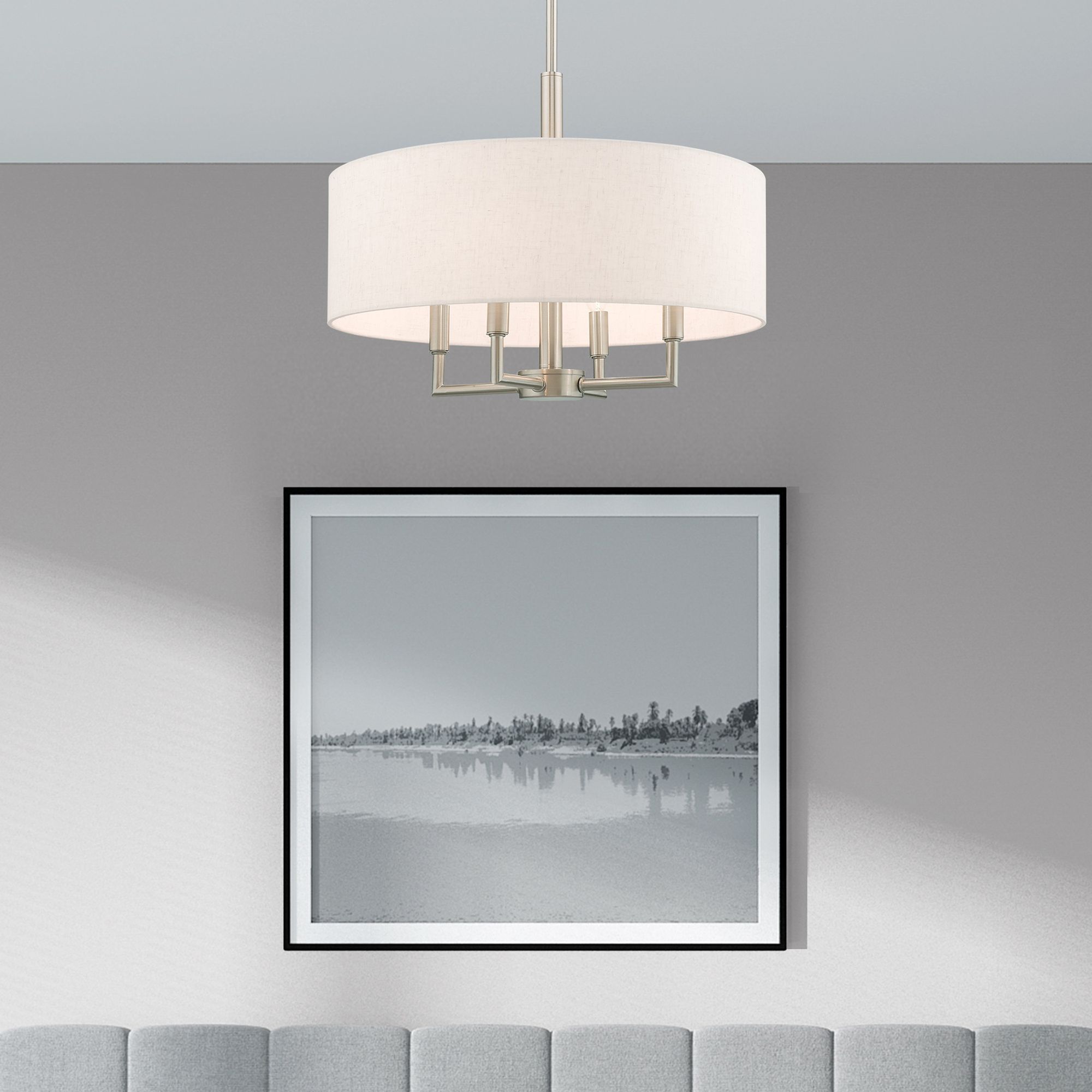 Meridian 18" Wide Brushed Nickel 4-Light Drum Chandelier