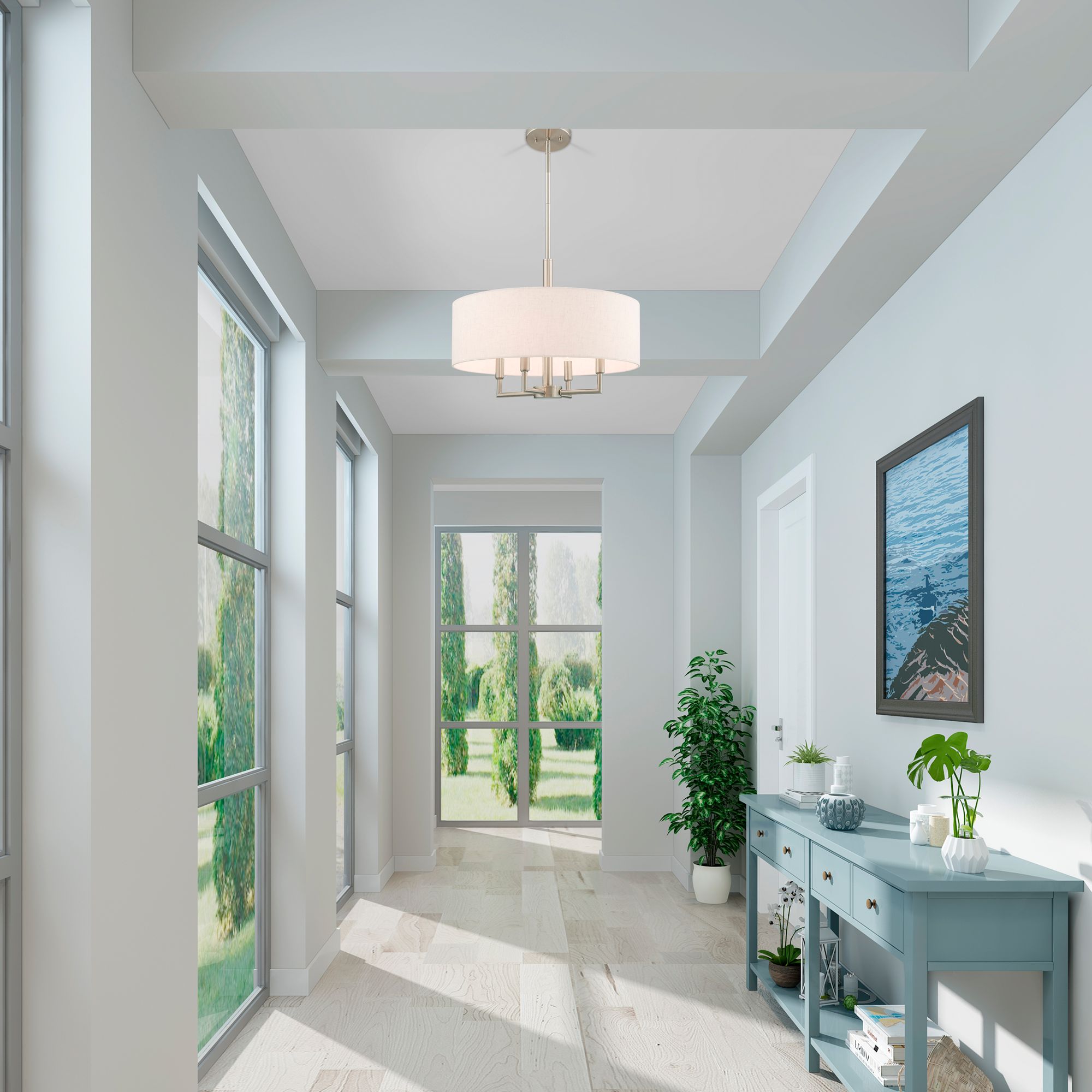 Meridian 18" Wide Brushed Nickel 4-Light Drum Chandelier