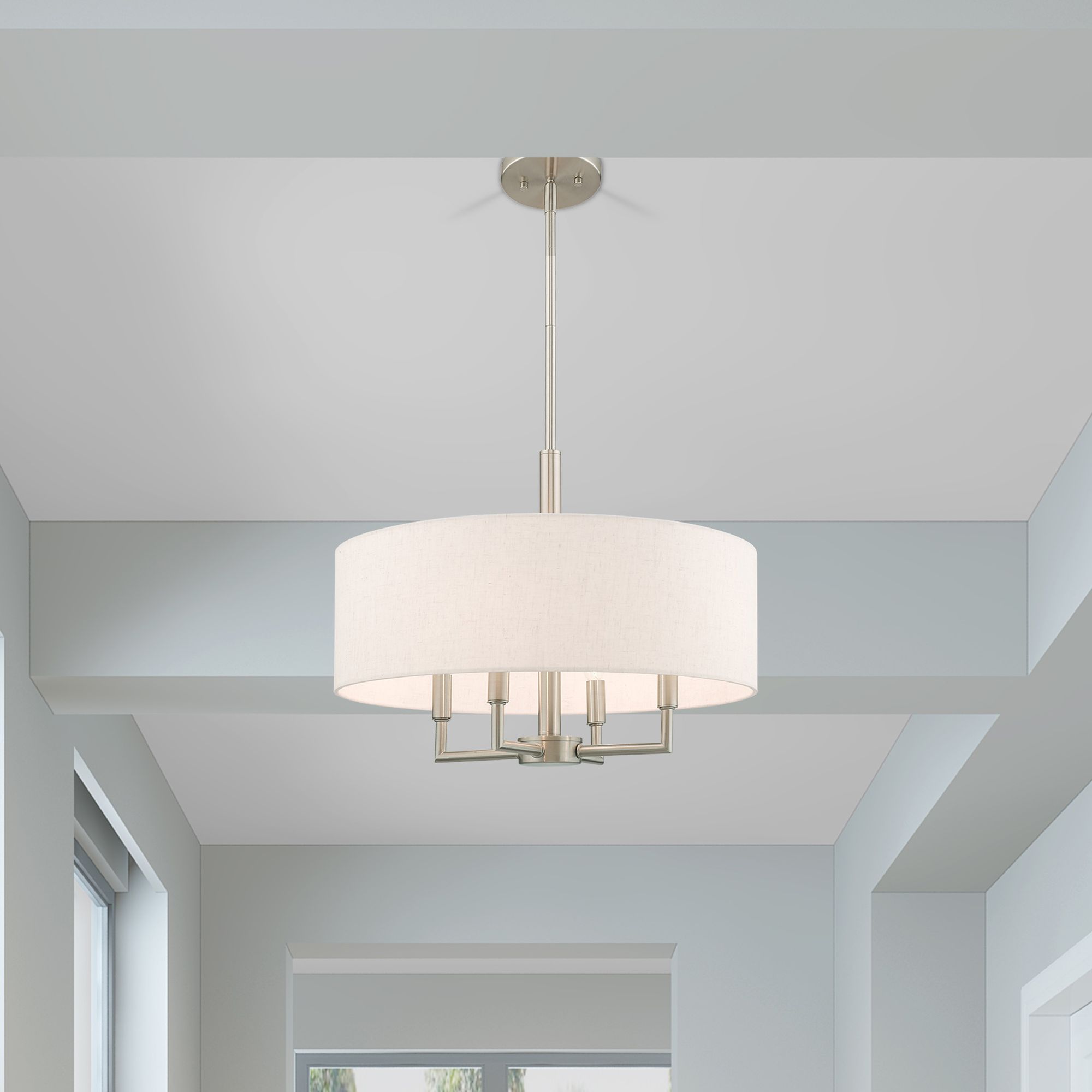 Meridian 18" Wide Brushed Nickel 4-Light Drum Chandelier