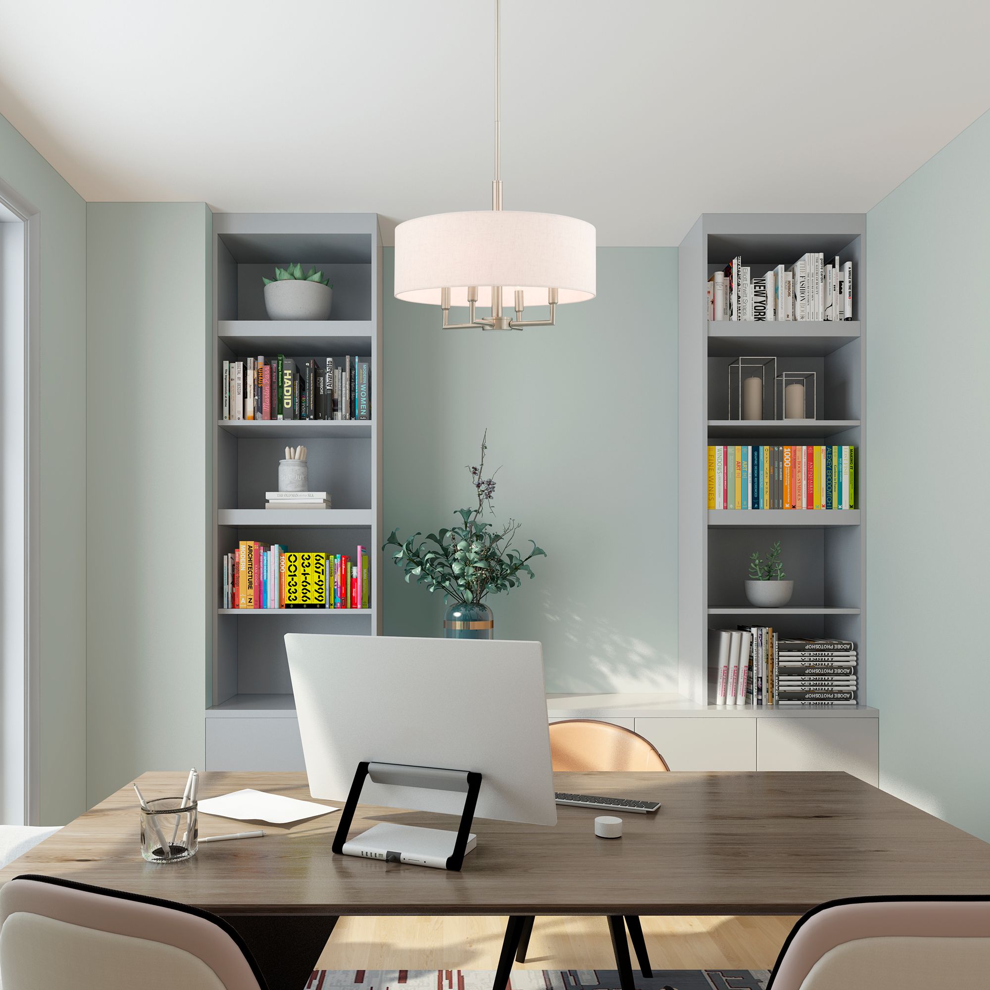 Meridian 18" Wide Brushed Nickel 4-Light Drum Chandelier