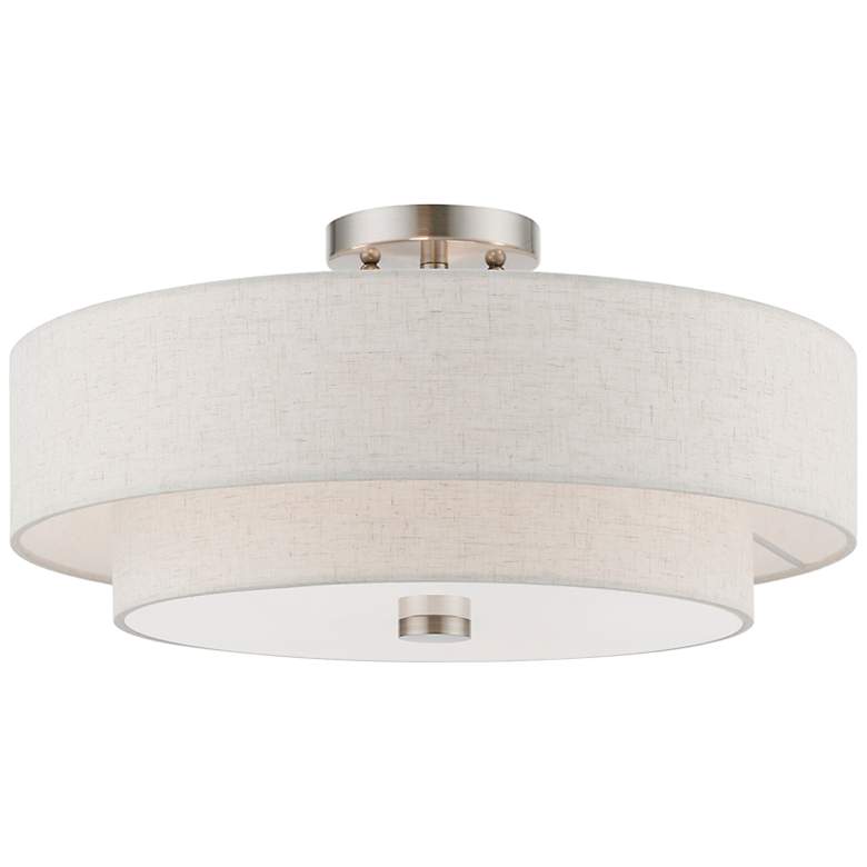 Image 3 Meridian 18" Wide Brushed Nickel Double Drum Ceiling Light