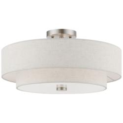 Meridian 18" Wide Brushed Nickel Double Drum Ceiling Light