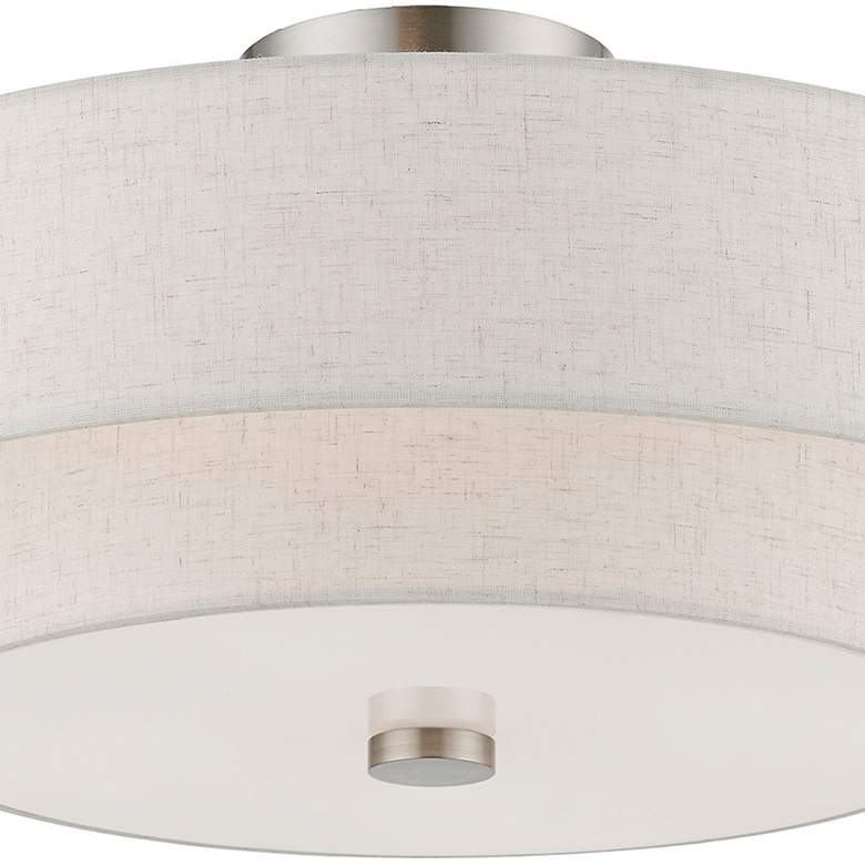 Image 4 Meridian 18" Wide Brushed Nickel Double Drum Ceiling Light more views