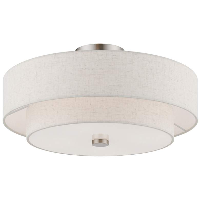 Image 5 Meridian 18" Wide Brushed Nickel Double Drum Ceiling Light more views