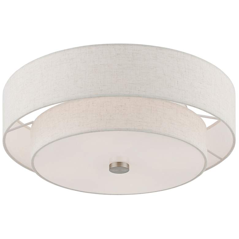 Image 6 Meridian 18" Wide Brushed Nickel Double Drum Ceiling Light more views