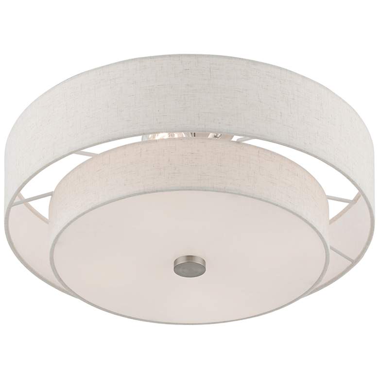 Image 7 Meridian 18" Wide Brushed Nickel Double Drum Ceiling Light more views