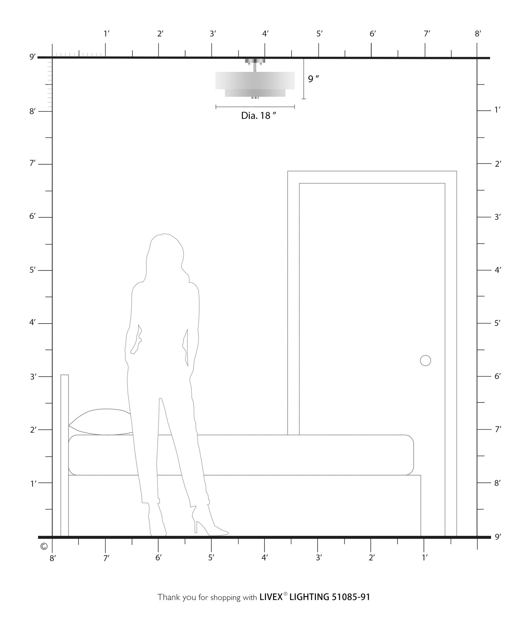 Meridian 18" Wide Brushed Nickel Double Drum Ceiling Light in scene