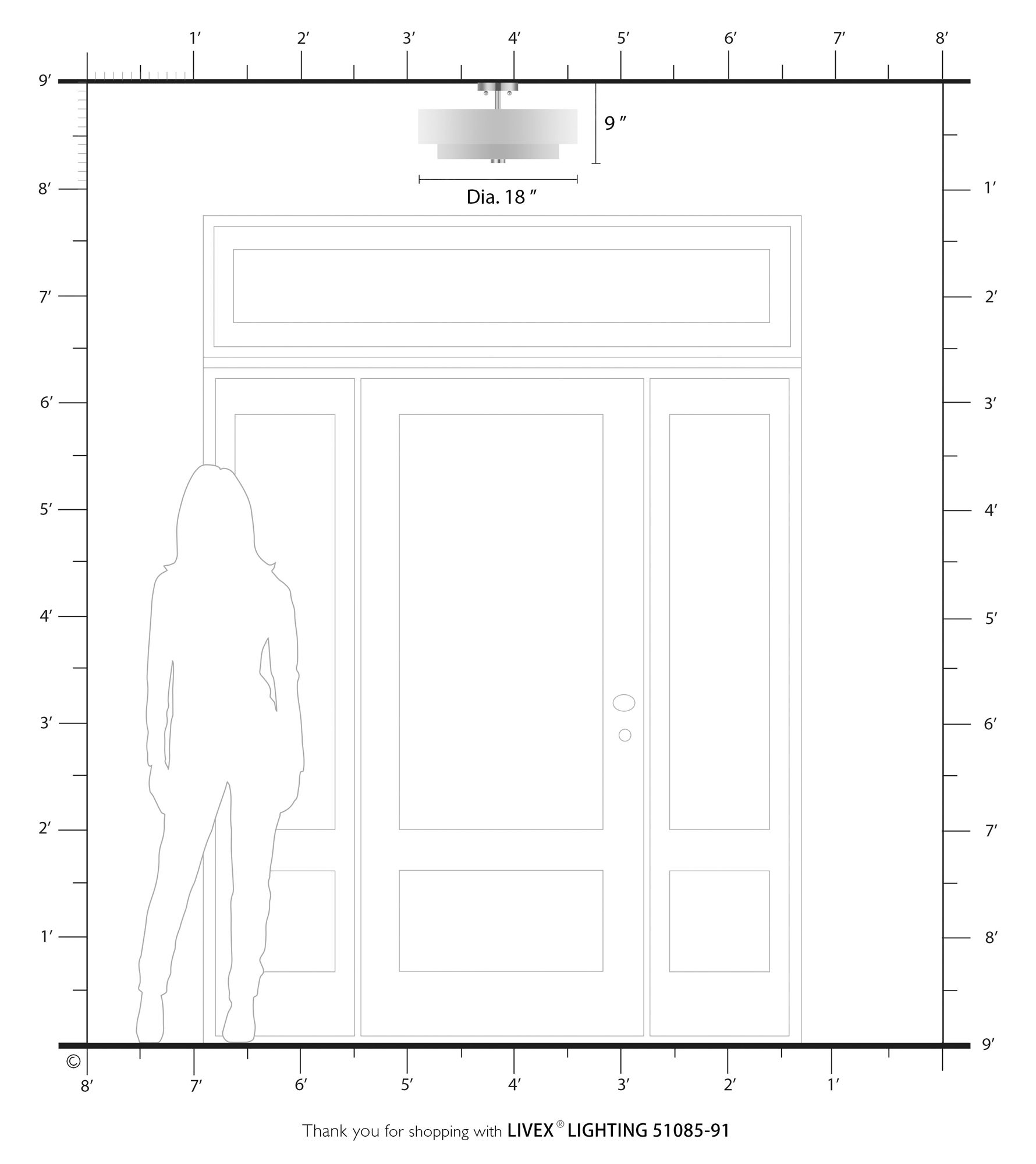 Meridian 18" Wide Brushed Nickel Double Drum Ceiling Light in scene