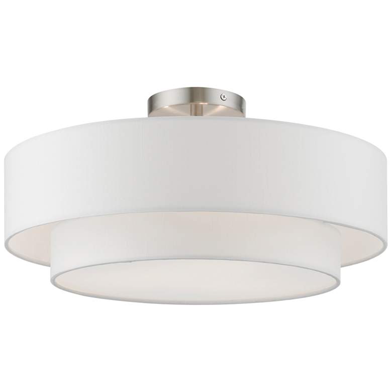 Image 1 Meridian 18" Wide Brushed Nickel Double Drum Ceiling Light