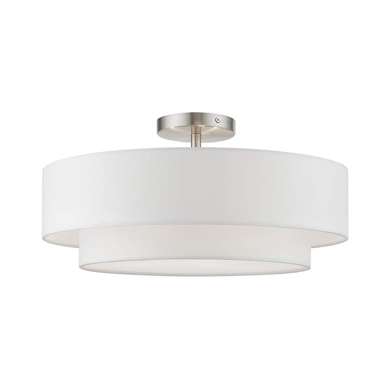 Image 3 Meridian 18" Wide Brushed Nickel Double Drum Ceiling Light more views