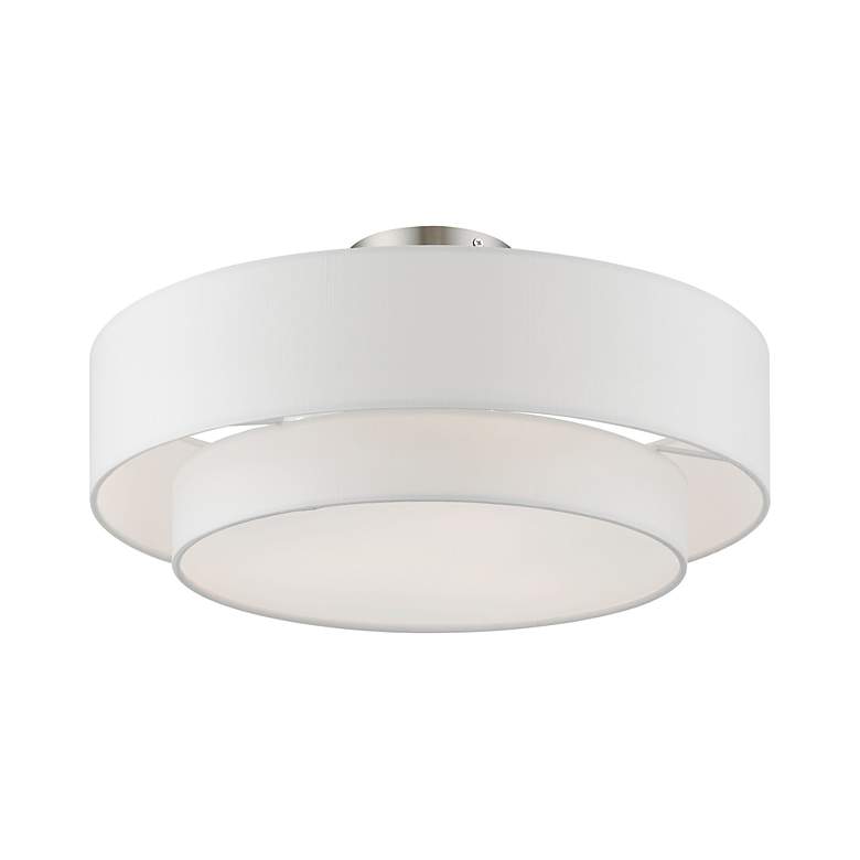 Image 4 Meridian 18" Wide Brushed Nickel Double Drum Ceiling Light more views