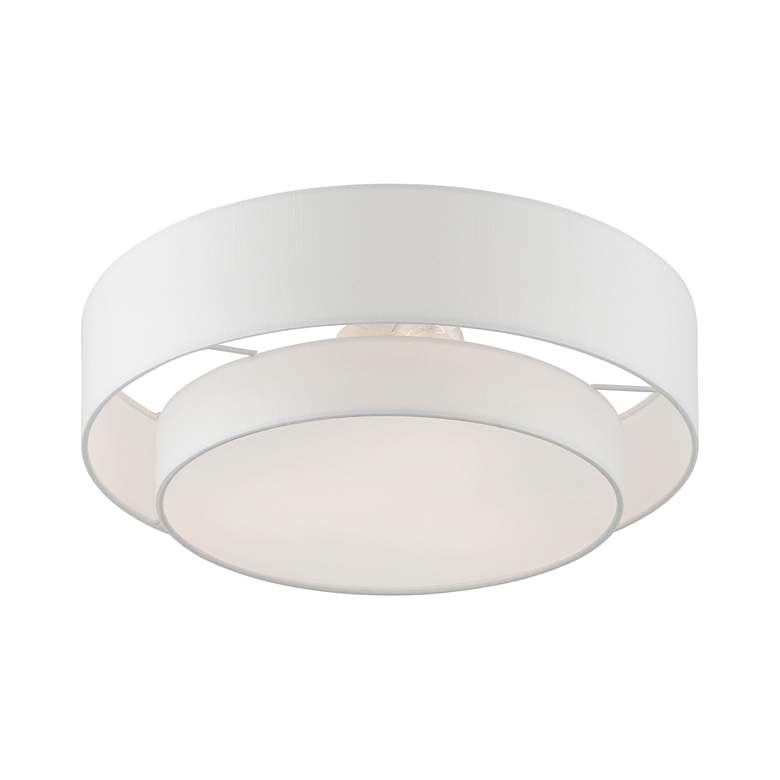 Image 5 Meridian 18" Wide Brushed Nickel Double Drum Ceiling Light more views