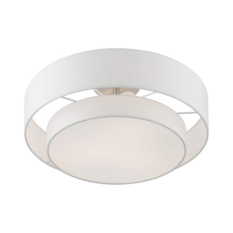 Image 6 Meridian 18" Wide Brushed Nickel Double Drum Ceiling Light more views