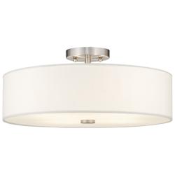 Meridian 18" Wide Brushed Nickel Drum Ceiling Light