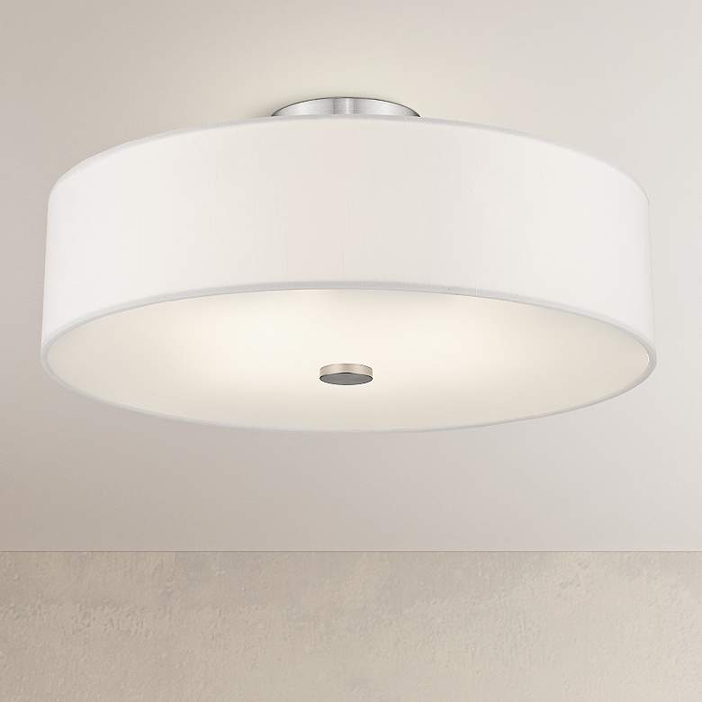 Image 2 Meridian 18" Wide Brushed Nickel Drum Ceiling Light