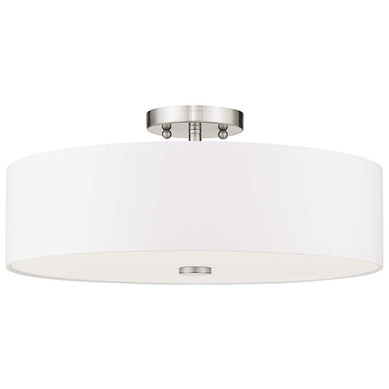 Image 5 Meridian 18" Wide Brushed Nickel Drum Ceiling Light more views