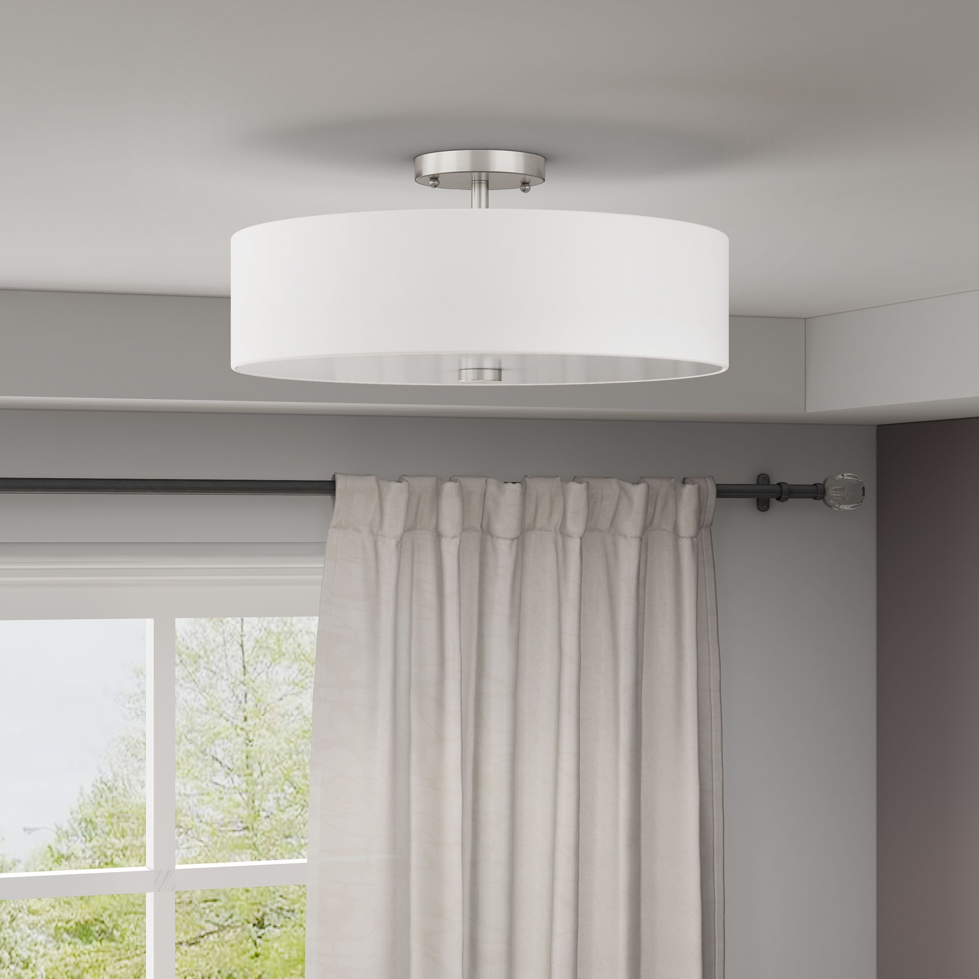 Meridian 18" Wide Brushed Nickel Drum Ceiling Light in scene