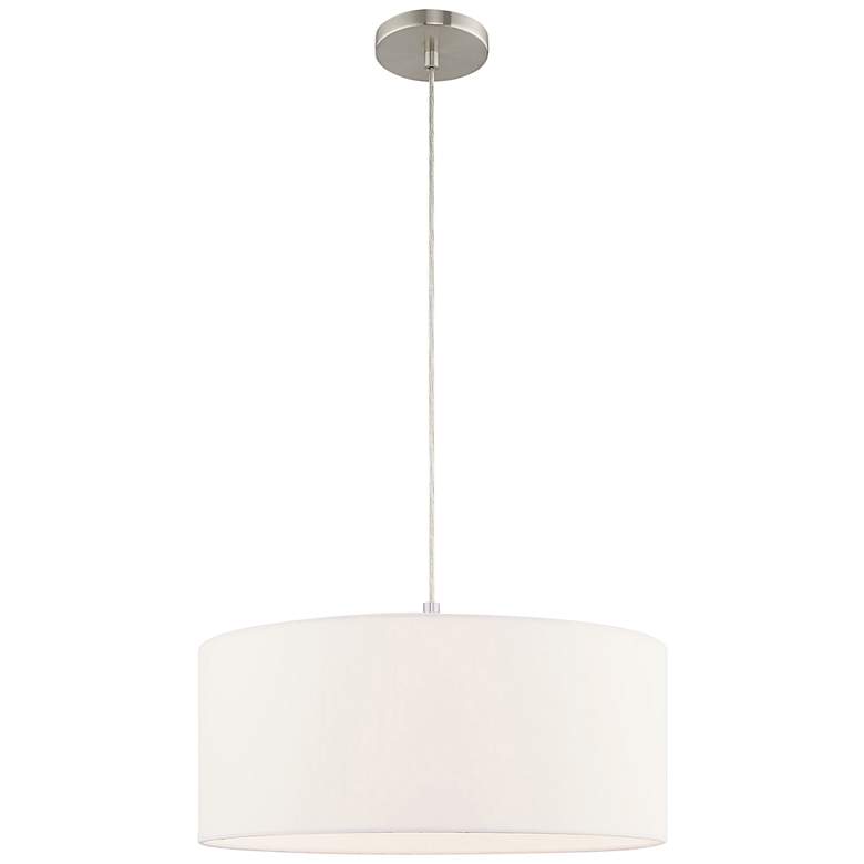 Image 5 Meridian 18" Wide Brushed Nickel Drum Pendant Light more views