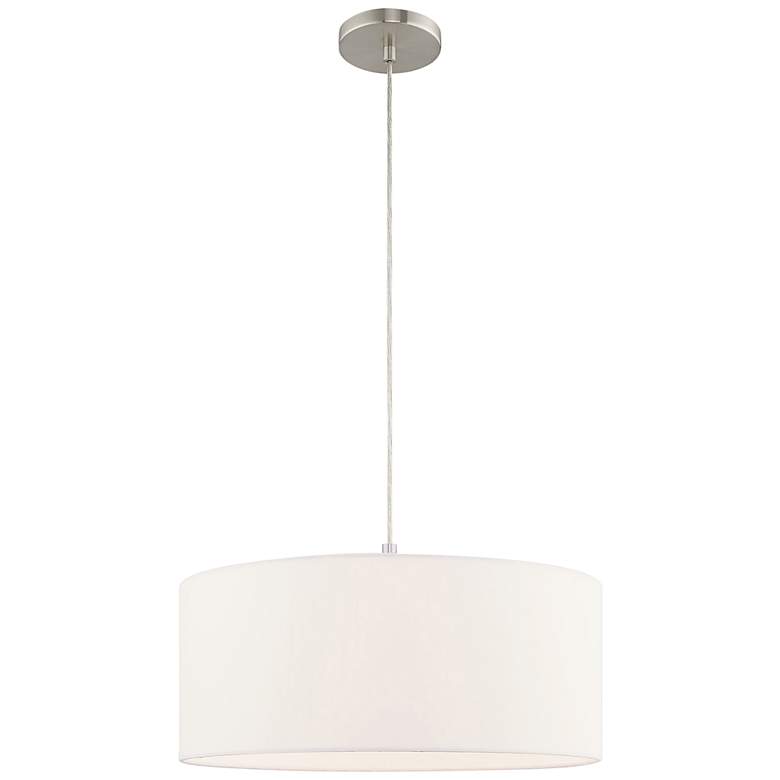 Image 5 Meridian 18 inch Wide Brushed Nickel Drum Pendant Light more views