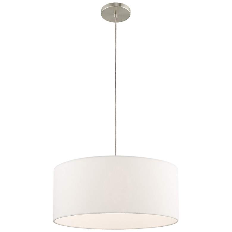 Image 6 Meridian 18 inch Wide Brushed Nickel Drum Pendant Light more views