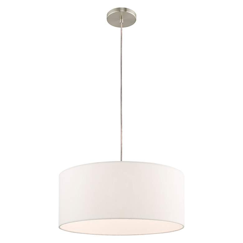Image 7 Meridian 18" Wide Brushed Nickel Drum Pendant Light more views