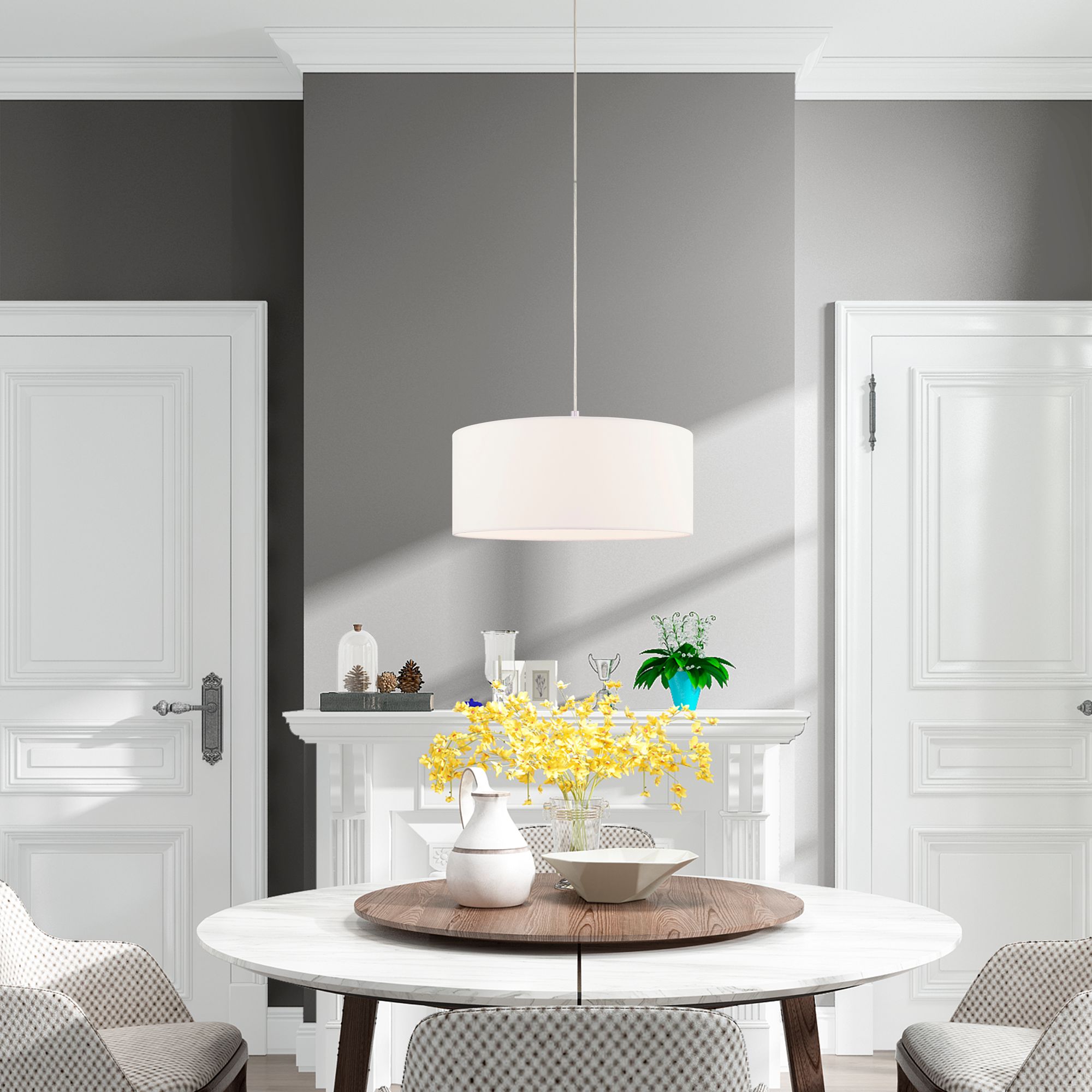 Meridian 18" Wide Brushed Nickel Drum Pendant Light in scene