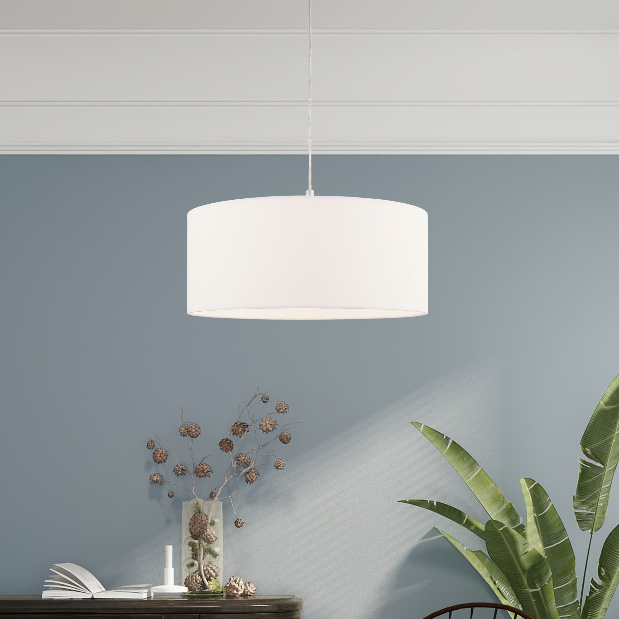 Meridian 18" Wide Brushed Nickel Drum Pendant Light in scene