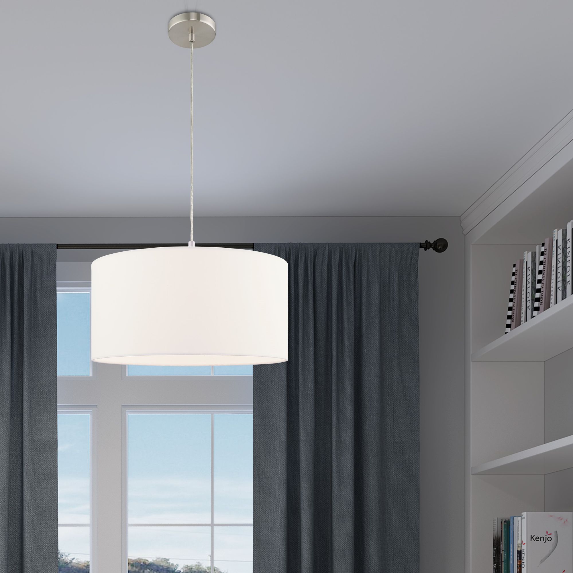 Meridian 18" Wide Brushed Nickel Drum Pendant Light in scene