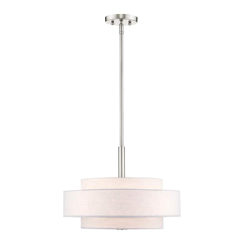 Image 4 Meridian 18" Wide Brushed Nickel Drum Pendant Light more views