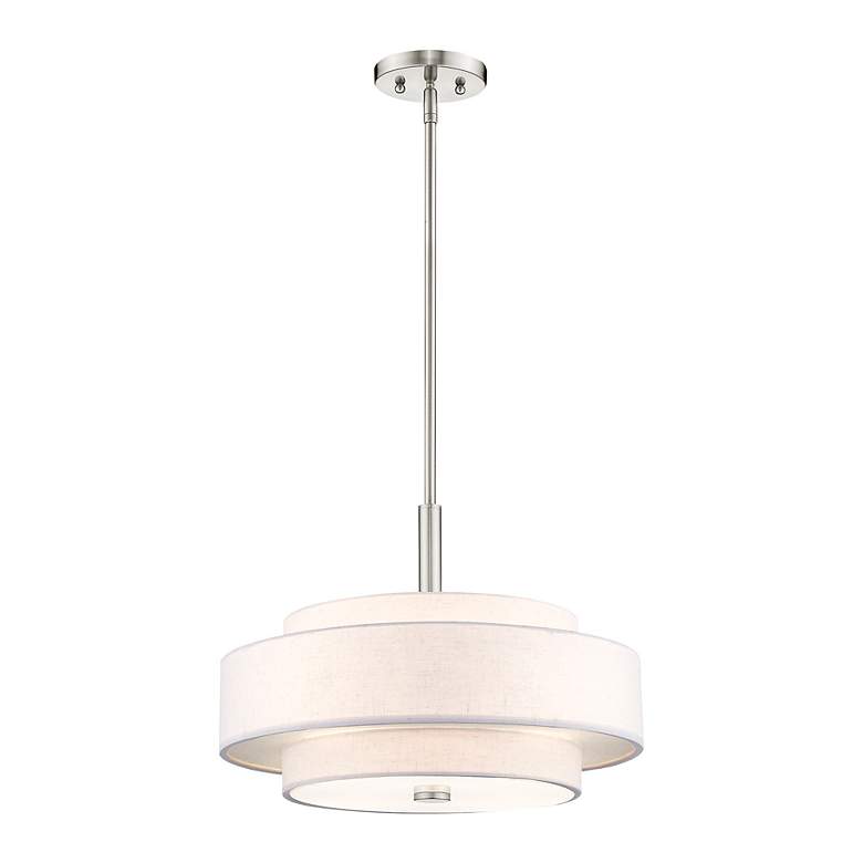 Image 5 Meridian 18" Wide Brushed Nickel Drum Pendant Light more views