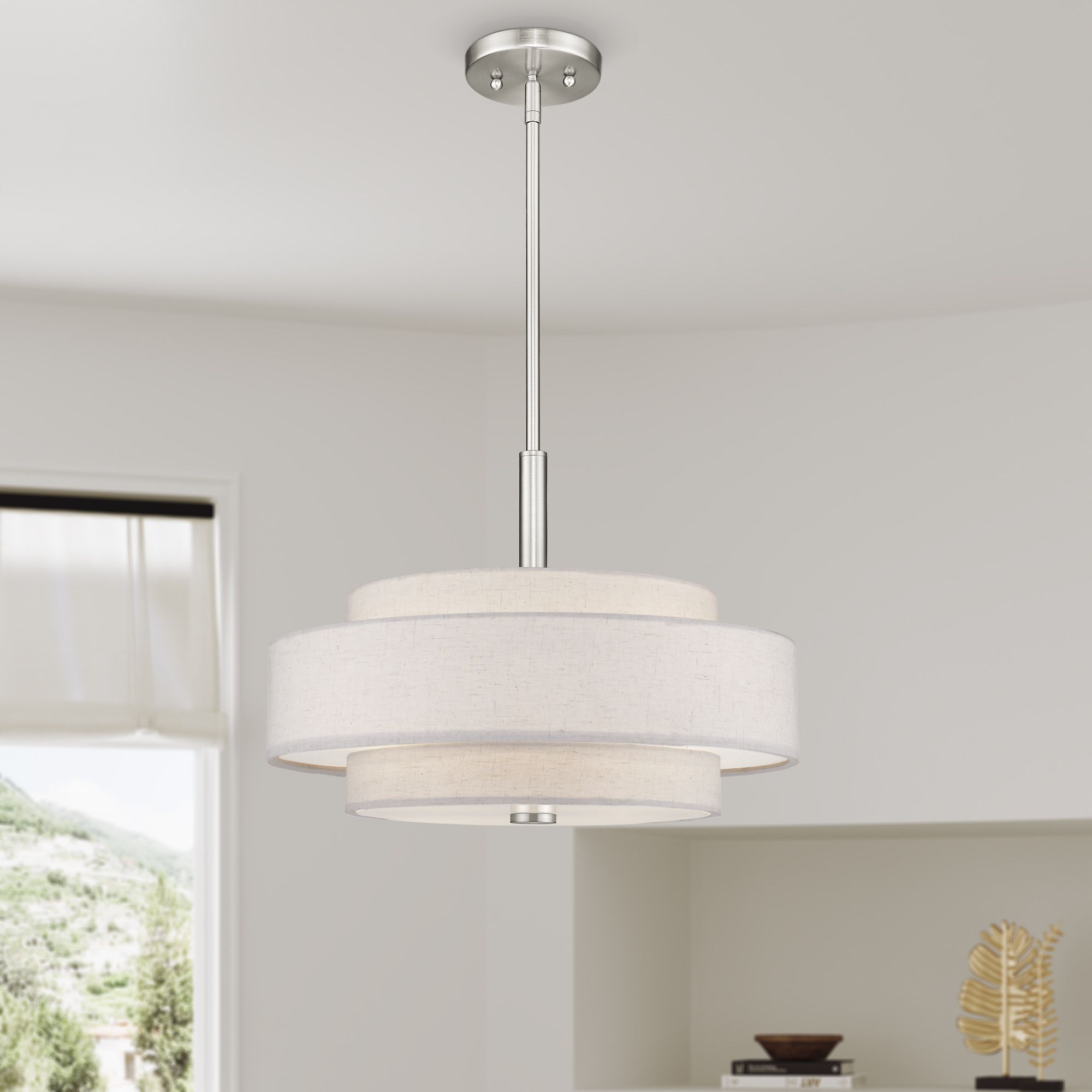 Meridian 18" Wide Brushed Nickel Drum Pendant Light