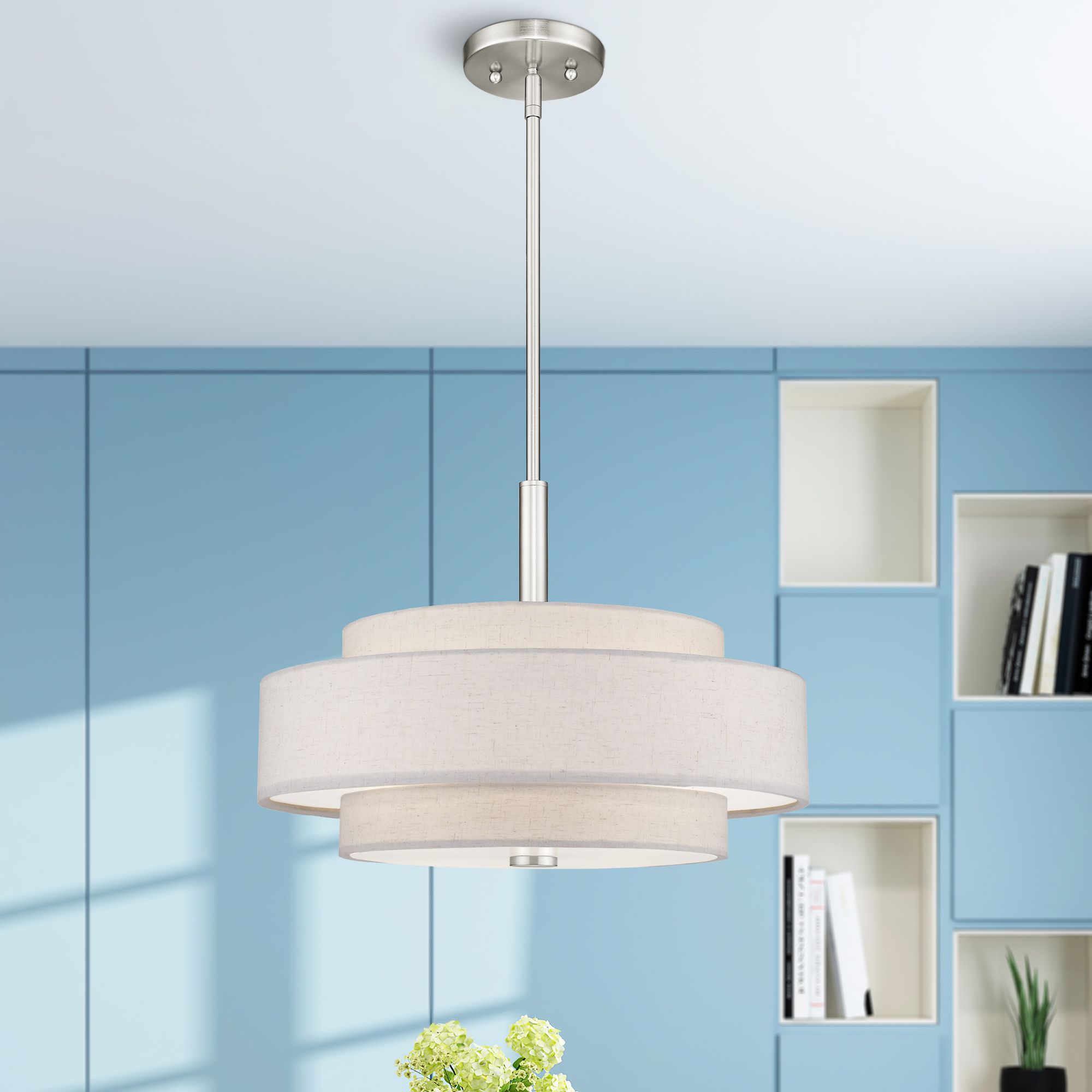 Meridian 18" Wide Brushed Nickel Drum Pendant Light