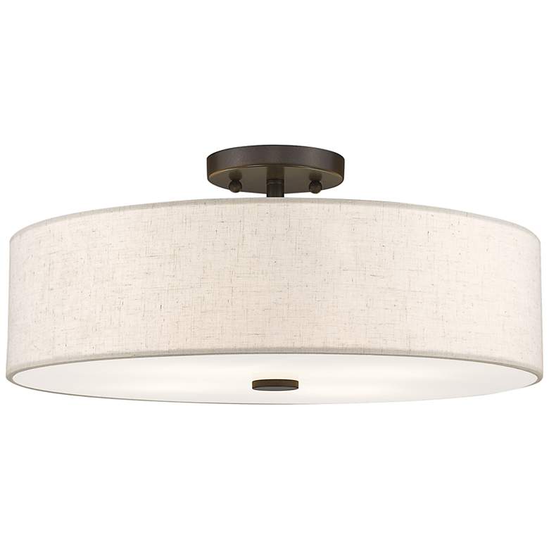 Image 3 Meridian 18" Wide English Bronze Drum Ceiling Light