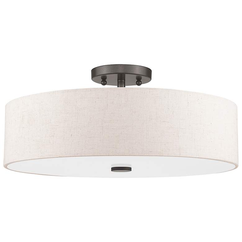 Image 5 Meridian 18" Wide English Bronze Drum Ceiling Light more views