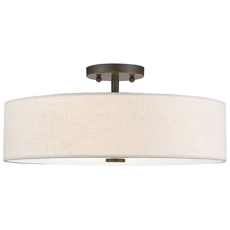 Image 6 Meridian 18" Wide English Bronze Drum Ceiling Light more views
