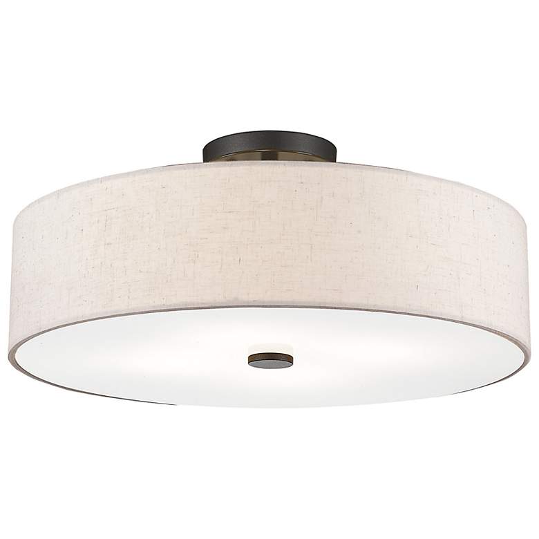 Image 7 Meridian 18" Wide English Bronze Drum Ceiling Light more views