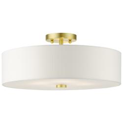 Meridian 18" Wide Satin Brass Drum Ceiling Light