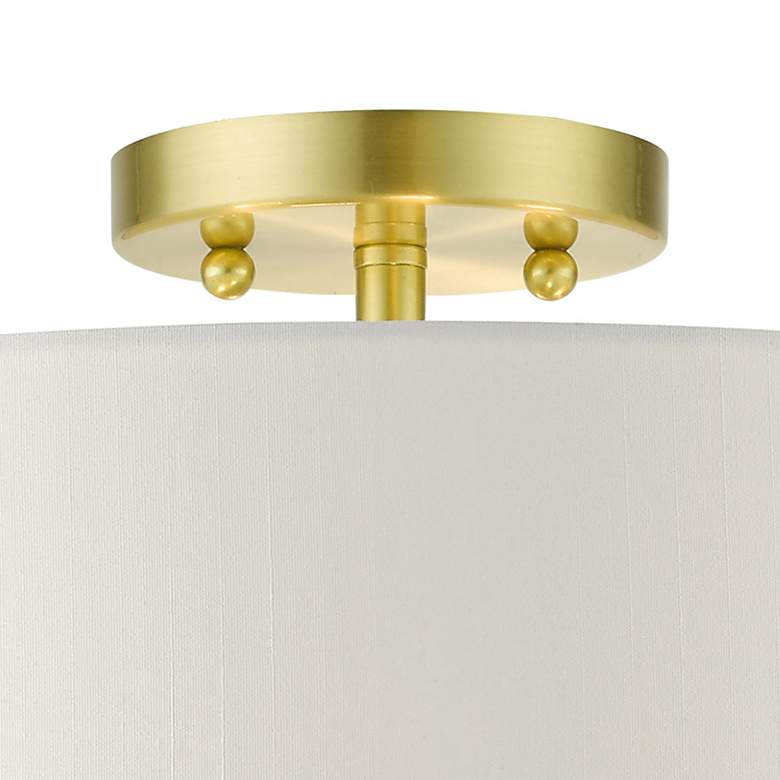 Image 6 Meridian 18" Wide Satin Brass Drum Ceiling Light more views