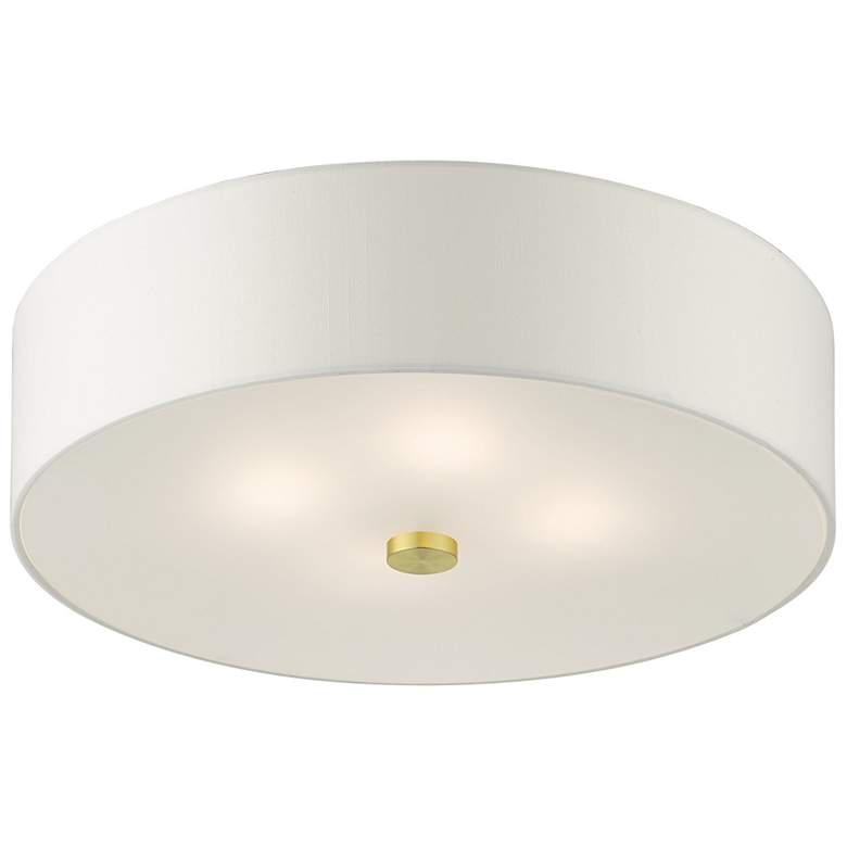 Image 7 Meridian 18" Wide Satin Brass Drum Ceiling Light more views