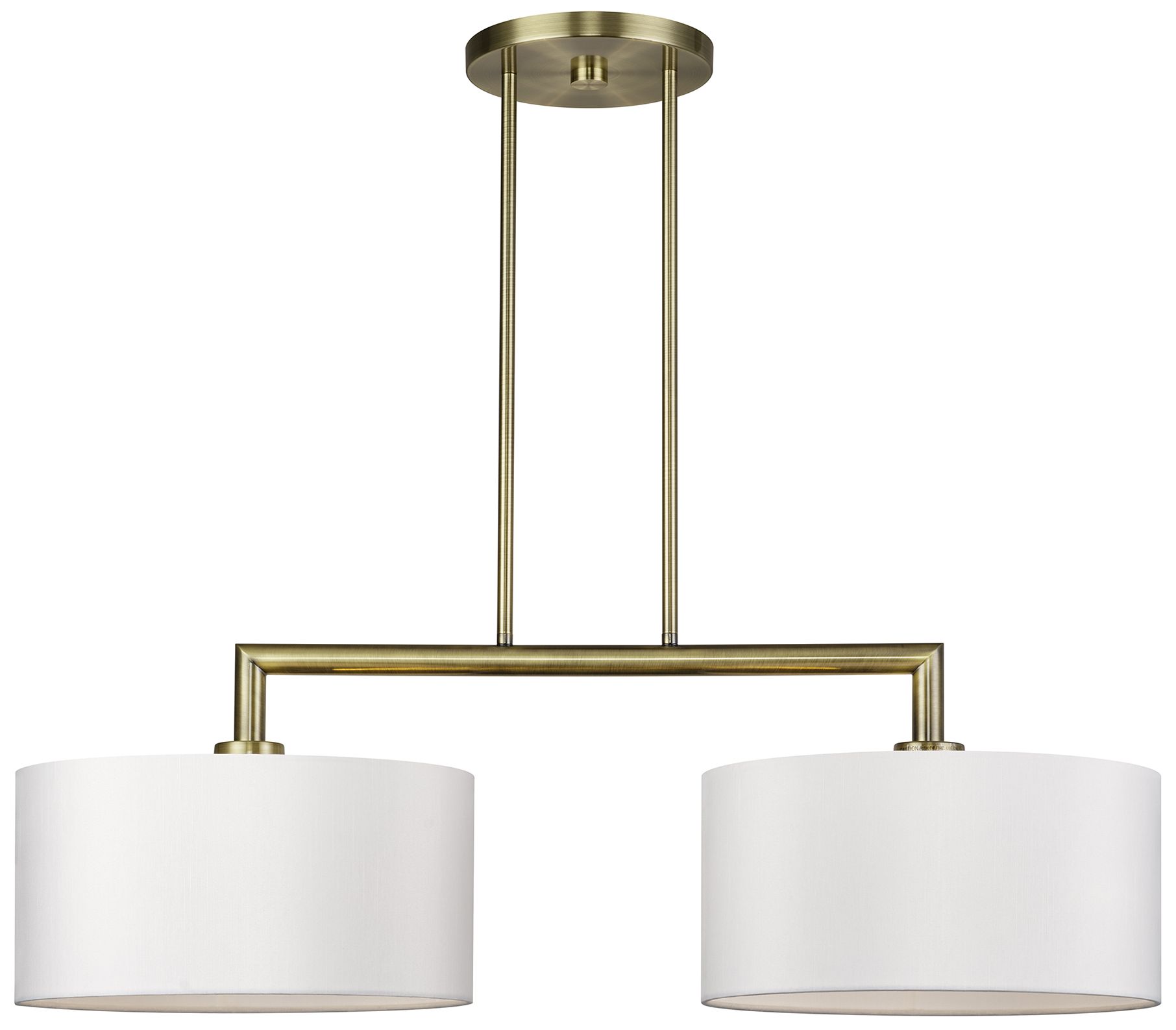 Meridian 2 Light Antique Brass Large Linear Chandelier