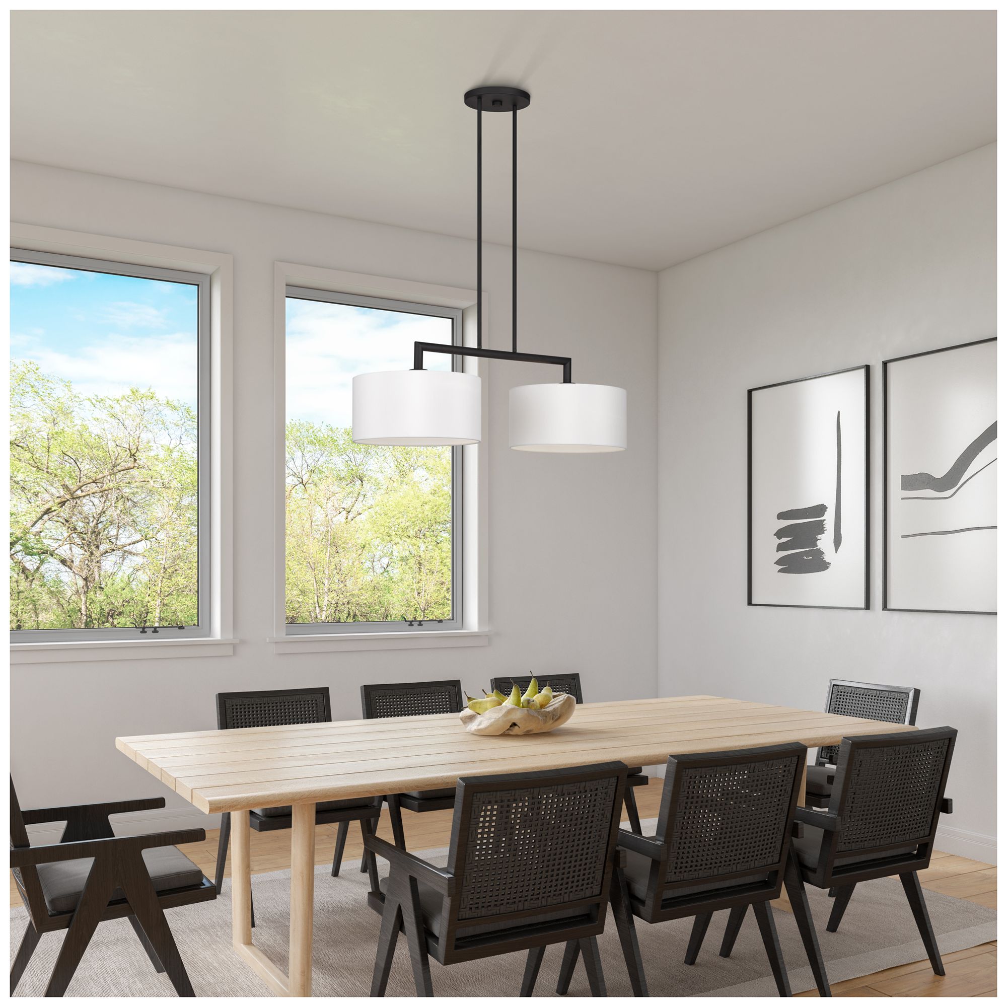 Meridian 2 Light Black Large Linear Chandelier