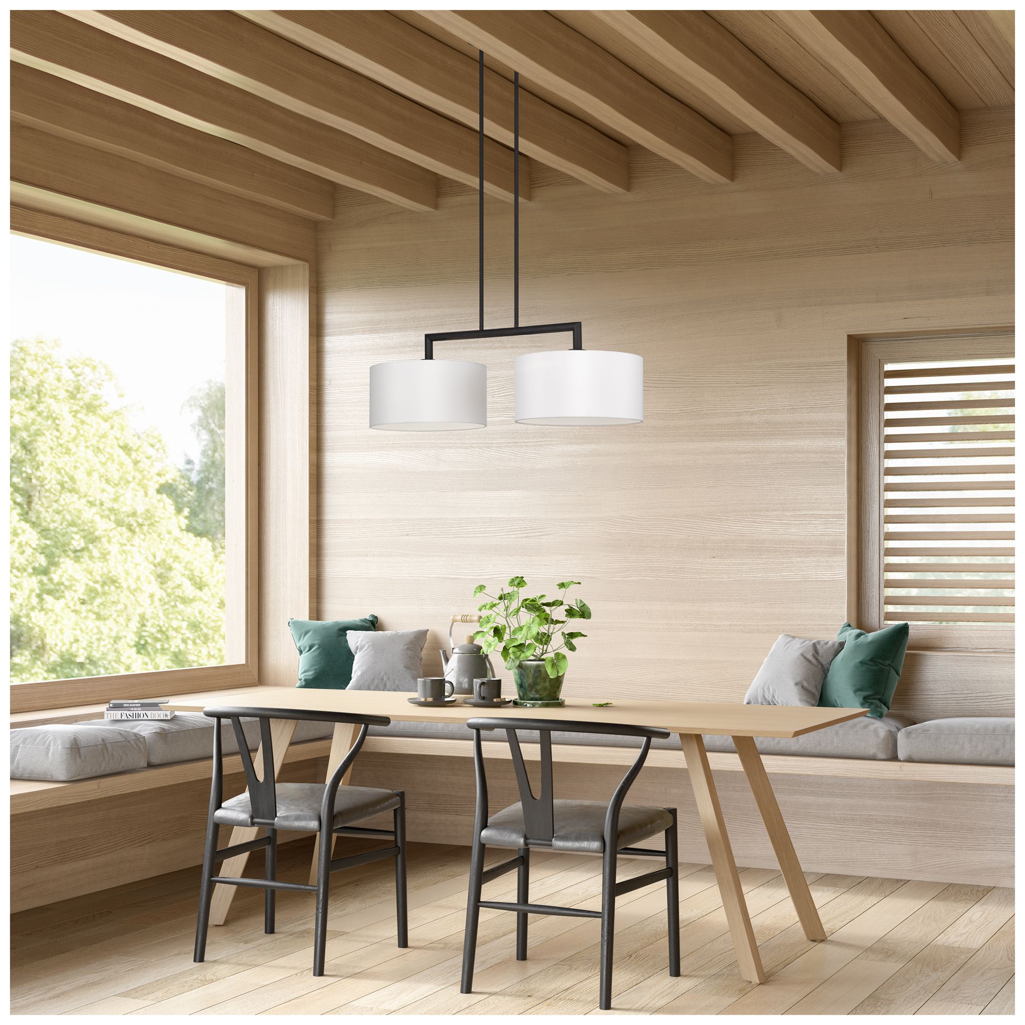 Meridian 2 Light Black Large Linear Chandelier