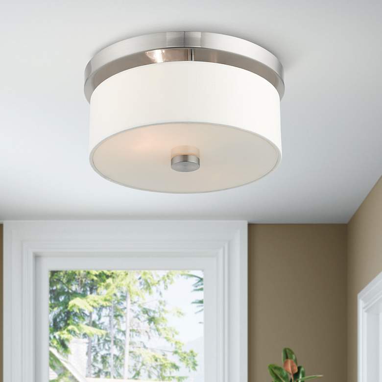 Image 7 Meridian 2 Light Brushed Nickel Ceiling Mount more views