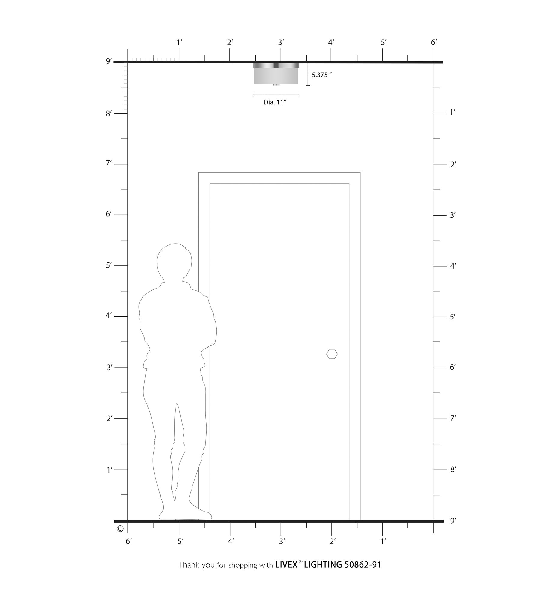 Meridian 2 Light Brushed Nickel Ceiling Mount