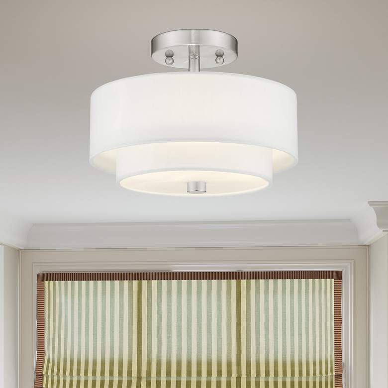 Image 6 Meridian 2 Light Brushed Nickel Ceiling Mount more views