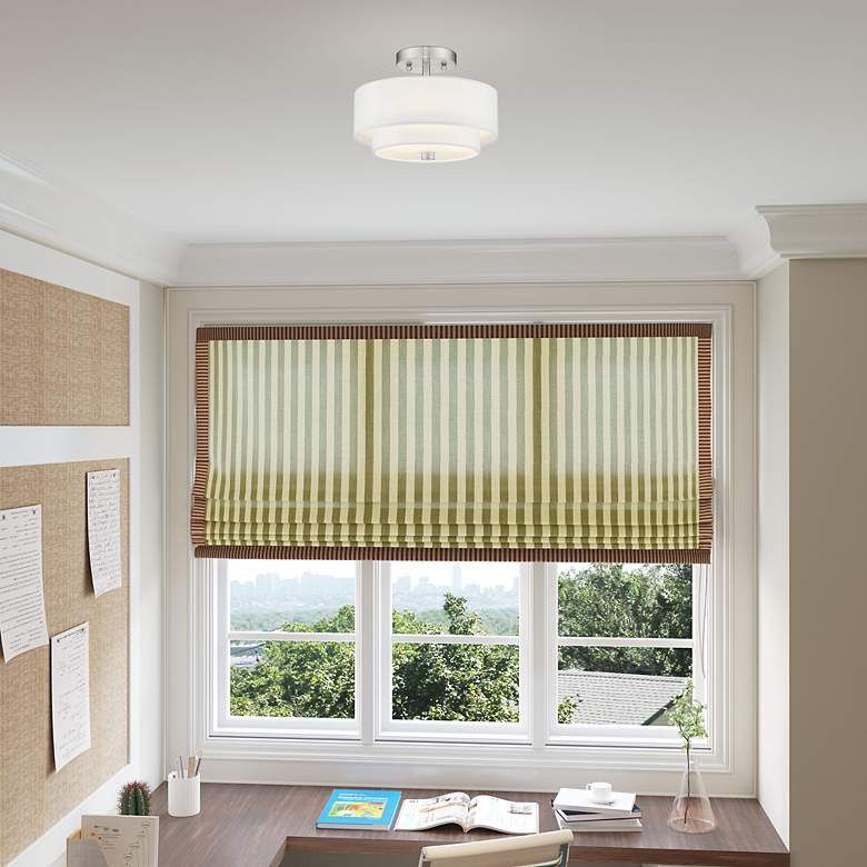 Image 7 Meridian 2 Light Brushed Nickel Ceiling Mount more views